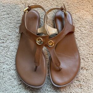Michael Kors Tan Sandals with Gold Accents
